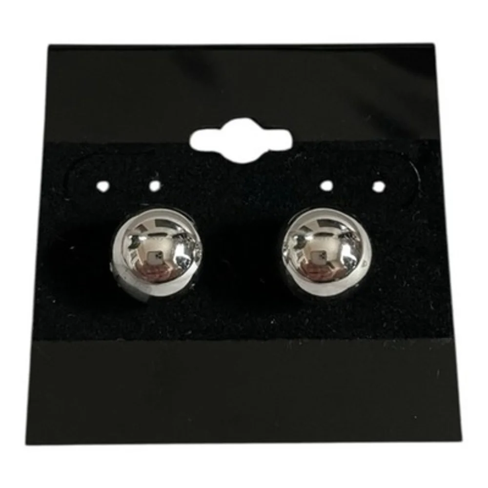 Silver Ball Stud Earrings Solid Round Womens Unisex Classic  NWOT